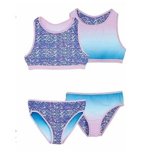 Eddie Bauer Blue and Pink Two-Piece Swimsuit Set
